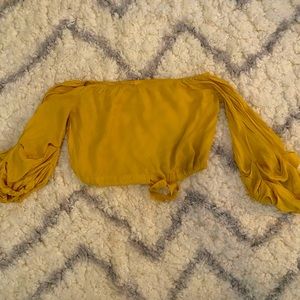 LOVESONG - Off Shoulder Crop Top, Yellow, Size Small